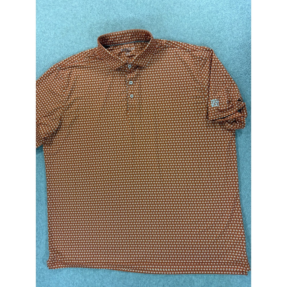 Harlestons Performance Geometric Design S/S Polo Shirt (Men's 2XL) Orange